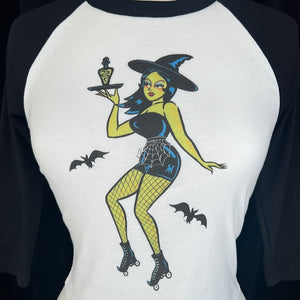 Mischief Made Roller Hex 3/4 Sleeve Raglan Ladies Tee