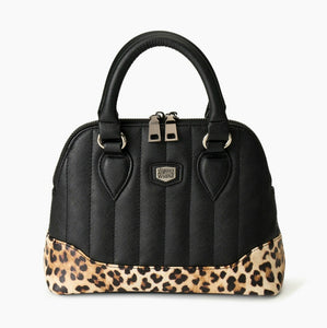 Liquorbrand's Lil' Rocket Handbag Black & Leopard Print