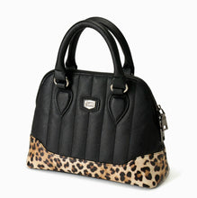 Load image into Gallery viewer, Liquorbrand&#39;s Lil&#39; Rocket Handbag Black &amp; Leopard Print
