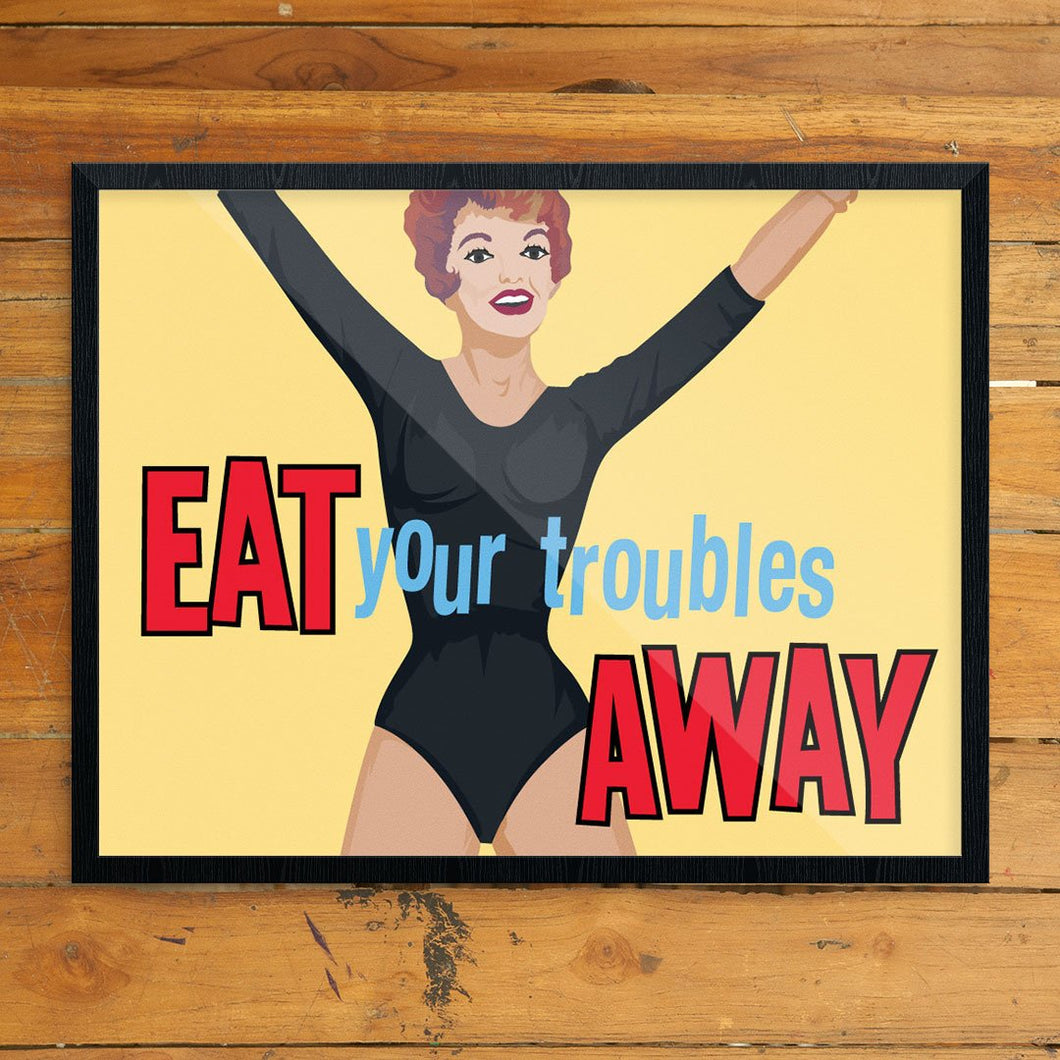Eat Your Troubles Away 28x35.5 Mid Century Unframed Art Print