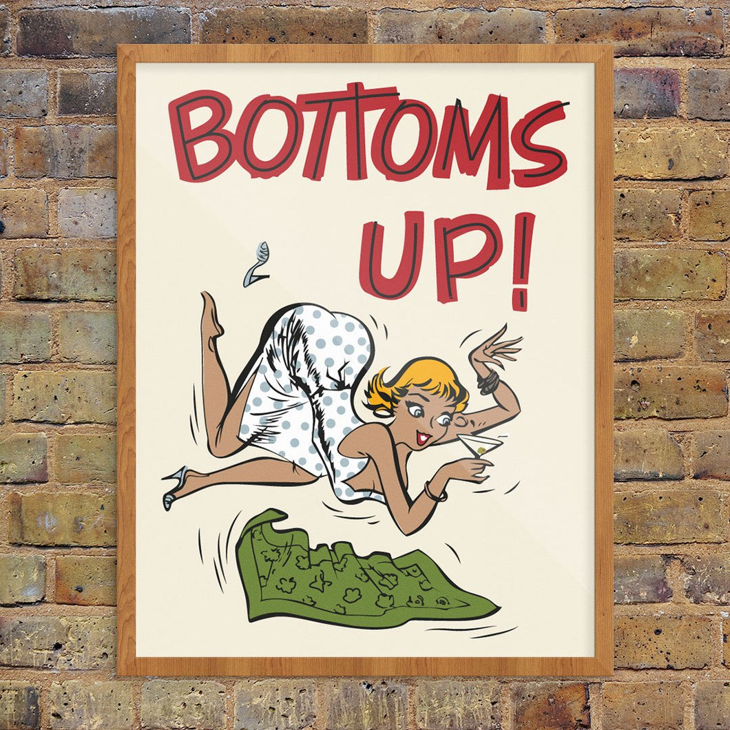 Bottoms Up 28x35.5 Mid Century Unframed Art Print