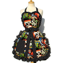 Load image into Gallery viewer, Horror Movie Monster Print 50s Style Ruffle Apron
