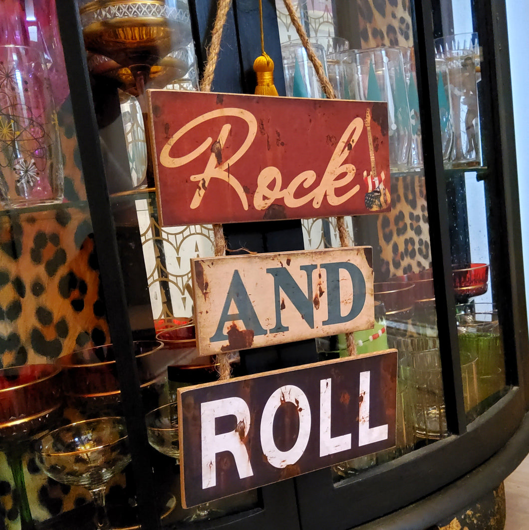 Rock And Roll Vintage Wooden Sign