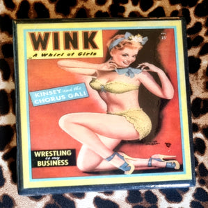 Wink Pin Up Magazine Cover Coaster