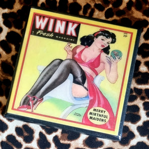 Wink Pin Up Magazine Cover Coaster