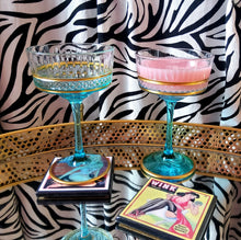 Load image into Gallery viewer, Turquoise Handmade Vintage Crystal Cocktail Coupe
