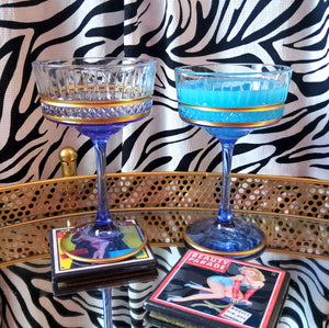 Blue Handmade Vintage Crystal Cocktail Coupe