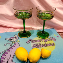 Load image into Gallery viewer, Green Handmade Vintage Crystal Cocktail Coupe
