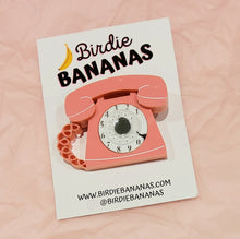 Load image into Gallery viewer, 1950s Pink Telephone Brooch
