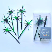 Load image into Gallery viewer, Green Tortoise Atomic Starburst Cocktail Picks
