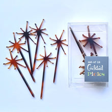 Load image into Gallery viewer, Brown Tortoise Atomic Starburst Cocktail Picks
