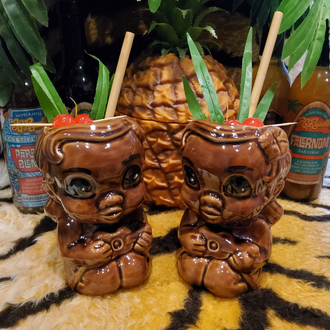 Doe Eyed Hula Girl With Ukulele Tiki Mug