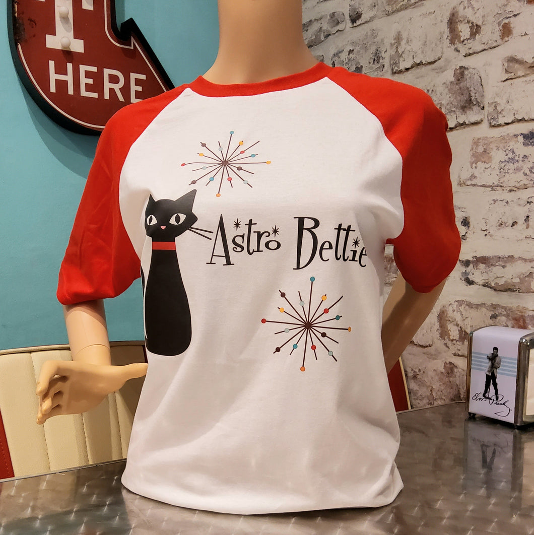 Astro Bettie Atomic Cat Unisex Raglan Tee