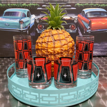 Load image into Gallery viewer, Black &amp; Red Retro Blocks Collins Highball Cocktail Glass
