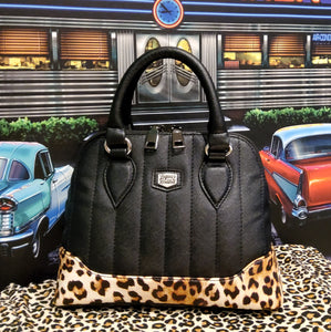 Liquorbrand's Lil' Rocket Handbag Black & Leopard Print