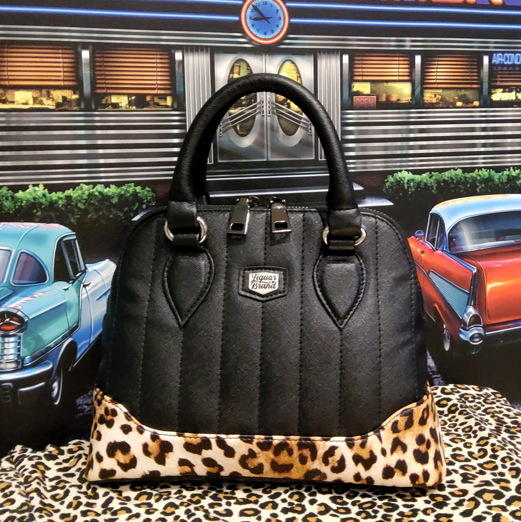 Liquorbrand's Lil' Rocket Handbag Black & Leopard Print
