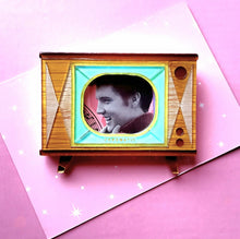 Load image into Gallery viewer, Lipstick &amp; Chrome Tune In Customisable Retro TV Acrylic Brooch
