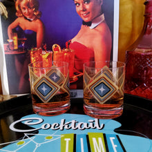 Load image into Gallery viewer, Mid Century Diamond Old Fashioned Rocks Cocktail Glass
