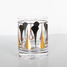 Load image into Gallery viewer, Black &amp; Gold Mid Century Old Fashioned Rocks Cocktail Glass
