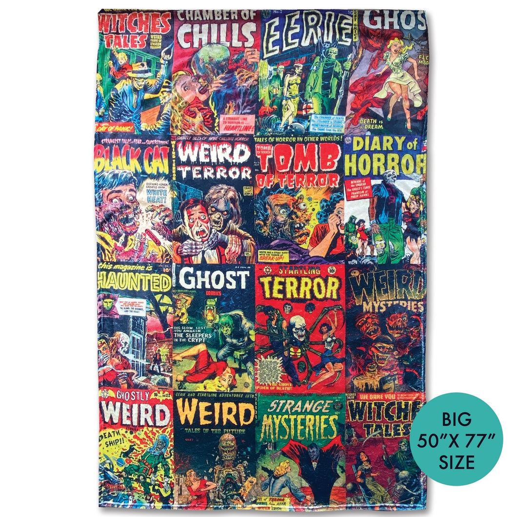 Vintage Horror Magazines Throw Blanket