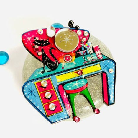 Mid Century Atomic Dressing Table Pin Brooch