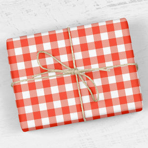 Red & White Buffalo Check Gift Wrapping Paper