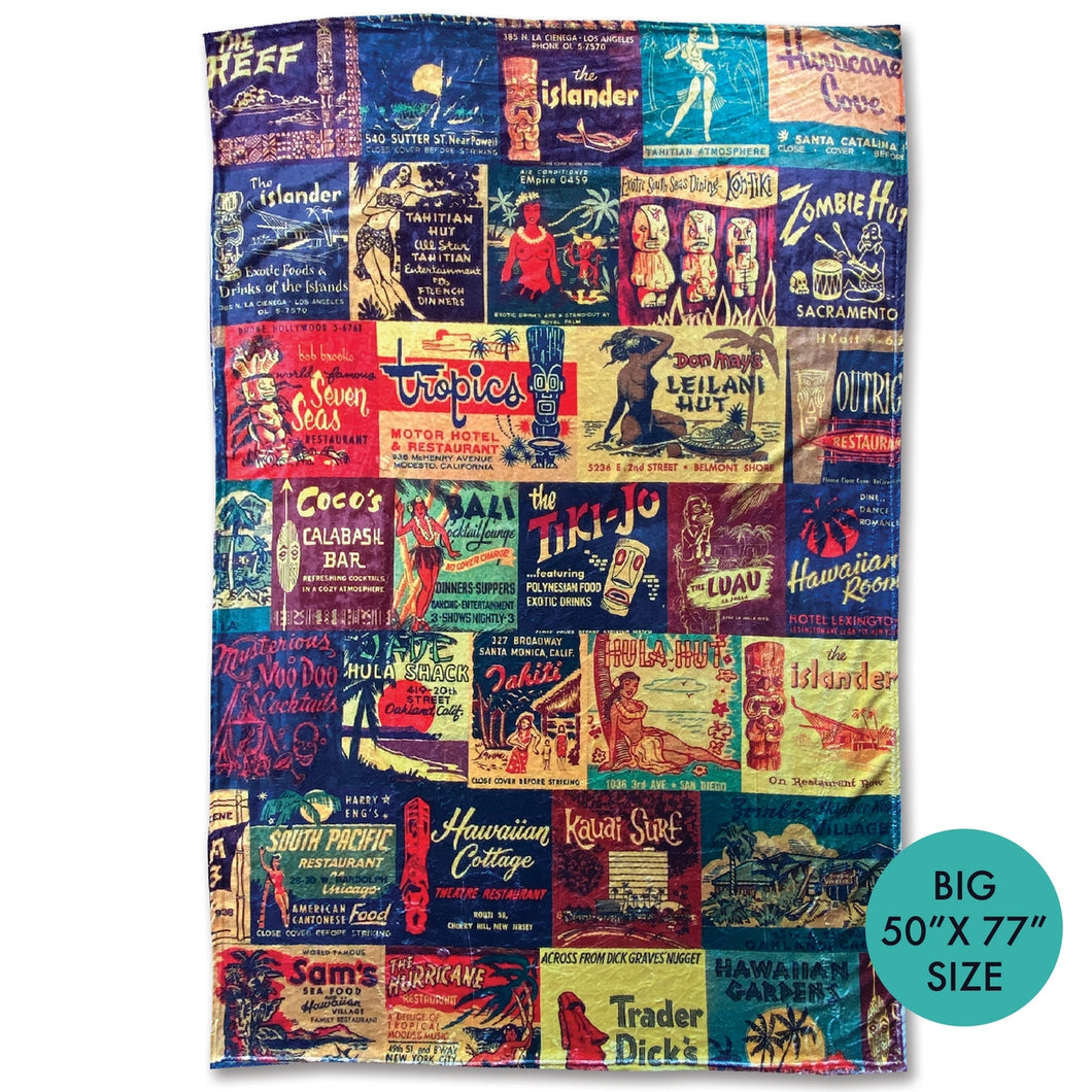 Vintage Tiki Matchbook Throw Blanket