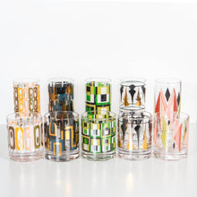 Load image into Gallery viewer, Green Mid Century Square Old Fashioned Rocks Cocktail Glass
