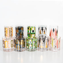 Load image into Gallery viewer, Green Mid Century Square Collins Highball Cocktail Glass
