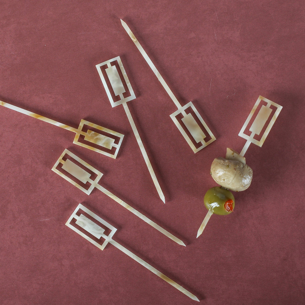 Mid Century Style Ivory Marble Cocktail & Appetiser Picks