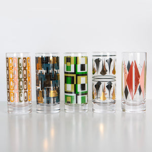 Mid Century Tiki Style Collins Highball Cocktail Glass