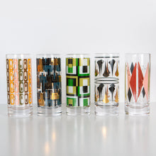 Load image into Gallery viewer, Black &amp; Gold Mid Century Collins Highball Cocktail Glass
