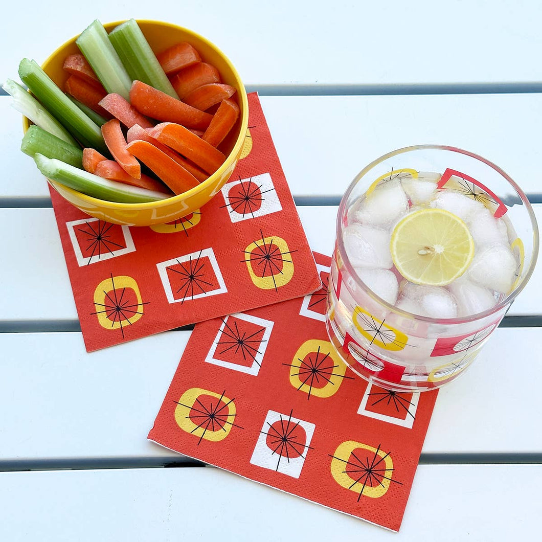 Orange Atomic Cocktail Napkins