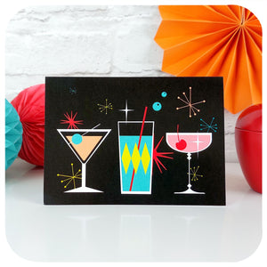Mid Century Cocktails Greetings Card