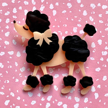 Load image into Gallery viewer, Black &amp; Pink French Poodle With Bow Brooch
