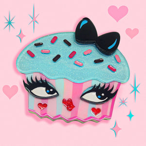 Lipstick & Chrome Miss Fluff Cupcake Cutie Acrylic Brooch