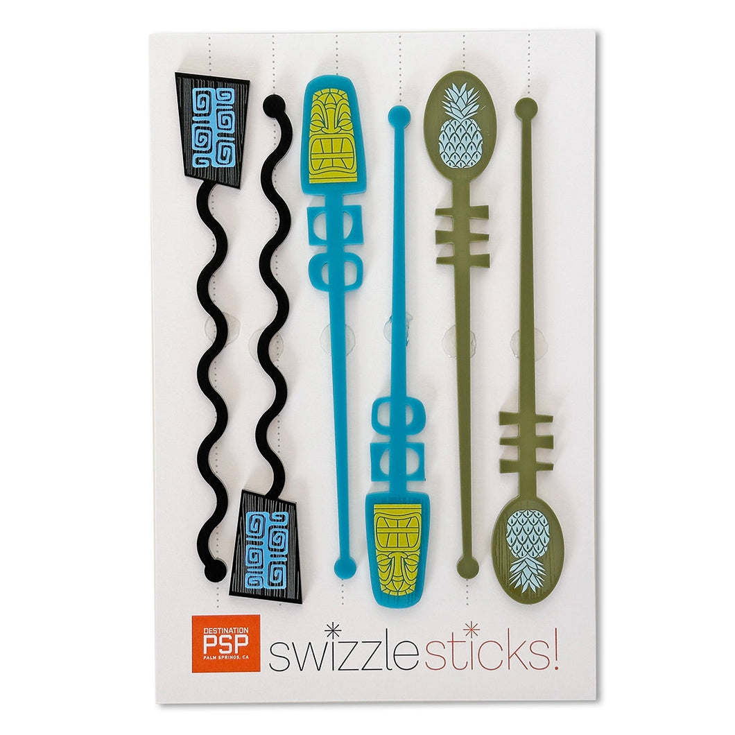 Tiki Swizzle Sticks Green/Blue