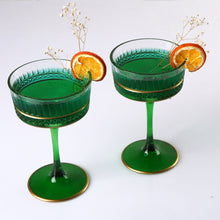 Load image into Gallery viewer, Green Handmade Vintage Crystal Cocktail Coupe
