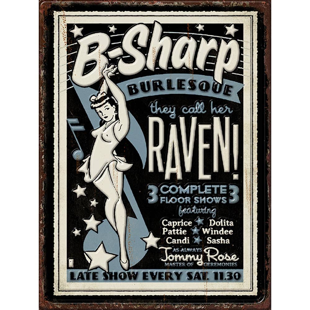 B-Sharp Burlesque Large 3D Vintage Metal Sign