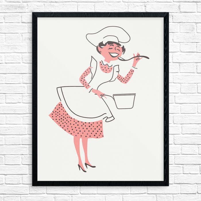 Chef Tasting The Sauce 28x35.5 Mid Century Unframed Art Print