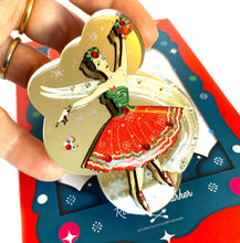 Load image into Gallery viewer, Beautiful Ballerina Mirrored Christmas Brooch
