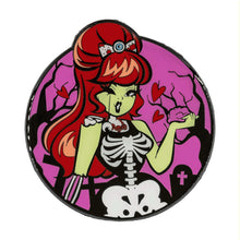 Load image into Gallery viewer, Zombie Girl Moon Glow Enamel Pin
