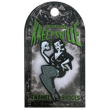 Load image into Gallery viewer, Vampira With Skull Enamel Pin
