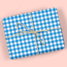 Load image into Gallery viewer, Blue Gingham Check Gift Wrapping Paper
