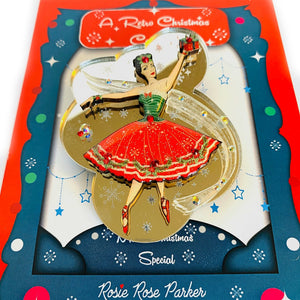 Beautiful Ballerina Mirrored Christmas Brooch