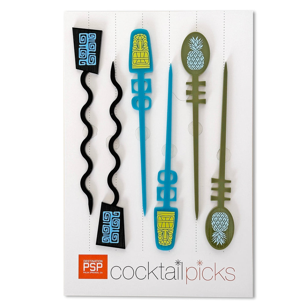 Tiki Cocktail Picks Green/Blue