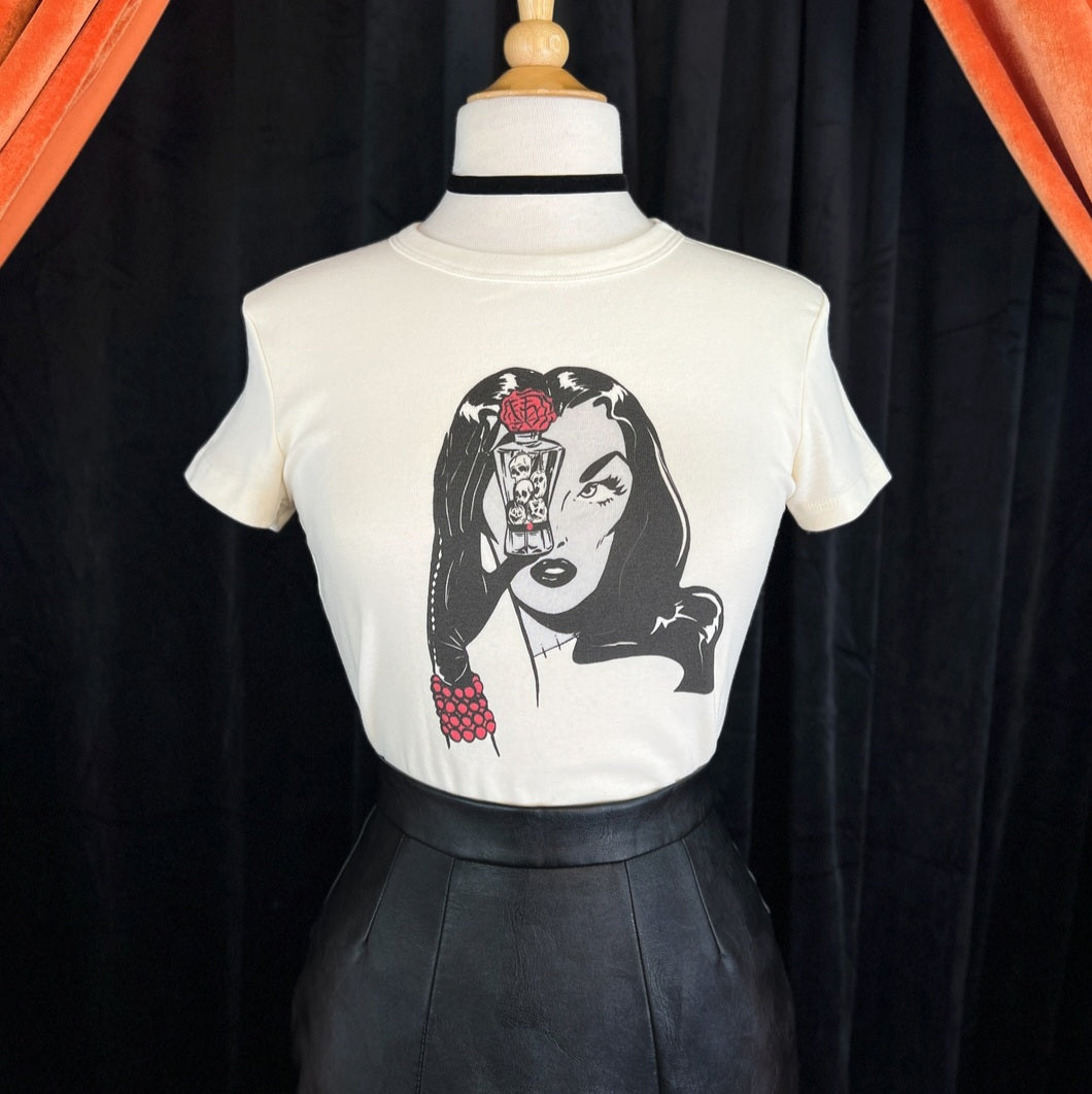 Dark Temptation Ladies Baby Tee Natural