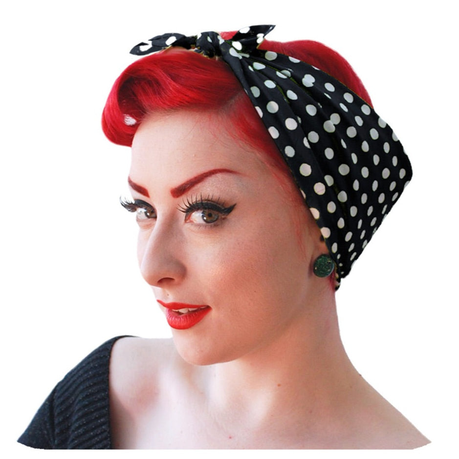 Inkabilly Polkadot Bandana In Red, Black, Pink & Lt Blue