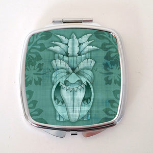 Inkabilly Tiki Compact Mirror Red, Green, Brown & Blue