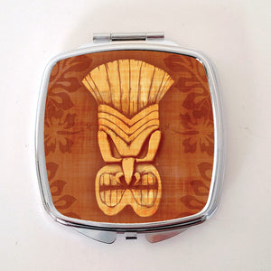 Inkabilly Tiki Compact Mirror Red, Green, Brown & Blue
